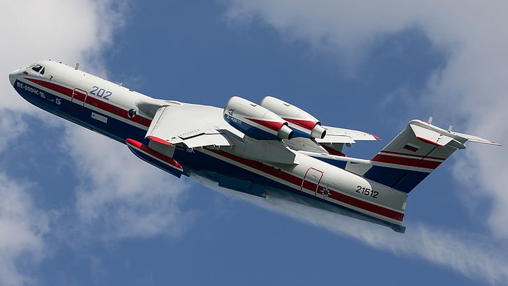 airplane, Beriyev Be-200, flying, amphibious, hydroplane, HD wallpaper