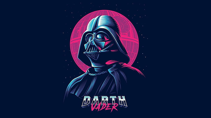 Wallpaper Darth Vader, Star Wars, Latar Belakang, Darth Vader, Bintang Kematian, Starwars, Bintang Kematian, Synthpop, Darkwave, Ret microwave, Synthwave, Wallpaper HD