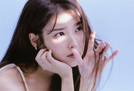IU, K-pop, азиатка, простой фон, HD обои HD wallpaper