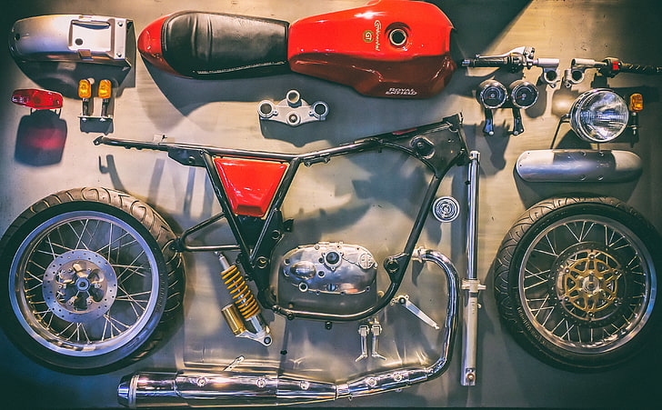 motocykl Royal Enfield, zdemontowany, Tapety HD