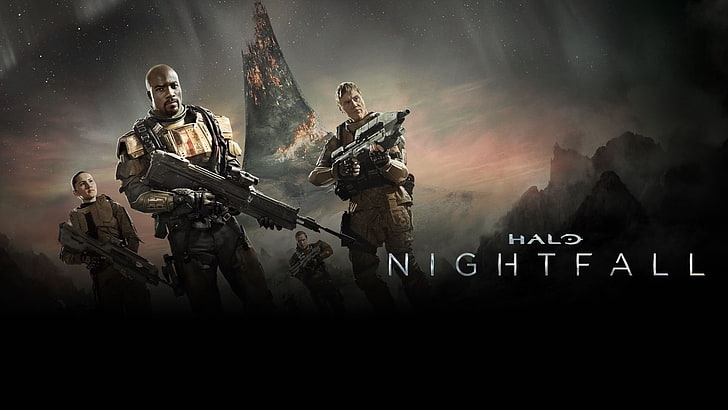 svartvitt actionfigur, Halo, Halo: Nightfall, HD tapet