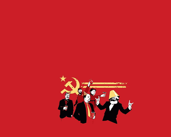 터키 국기 그림, 소련, 미니멀리즘, 공산주의, 빨강, 망치와 낫, 칼 마르크스, 블라디미르 레닌, 조셉 스탈린, 마오 쩌둥, 피델 카스트로, 축제, 빨간색 배경, HD 배경 화면