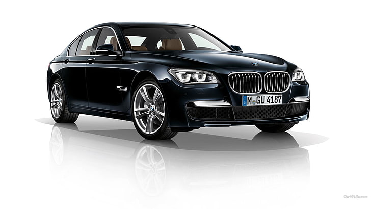 черен BMW седан, BMW 7, BMW, черни автомобили, превозно средство, кола, HD тапет