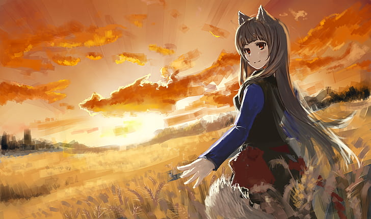 Anime, Gewürz und Wolf, Holo (Gewürz und Wolf), Himmel, HD-Hintergrundbild
