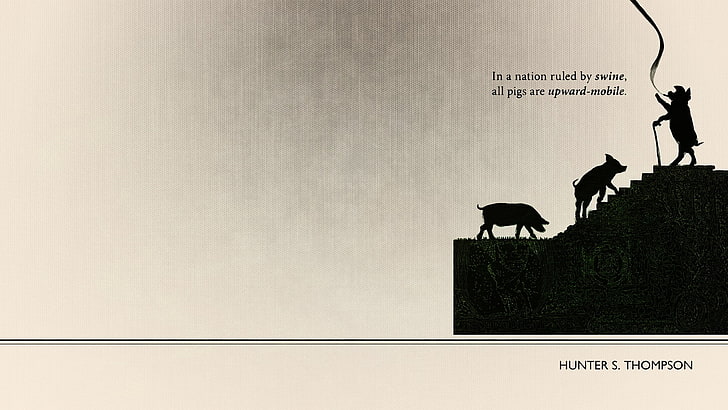 silhouette of pig, Hunter S. Thompson, Book quotes, quote, smoking, HD wallpaper