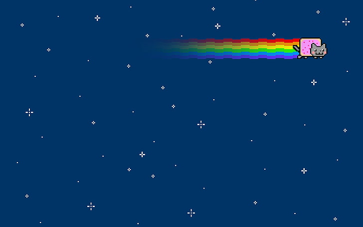 cat, cats, nyan, outer, rainbows, space, HD wallpaper
