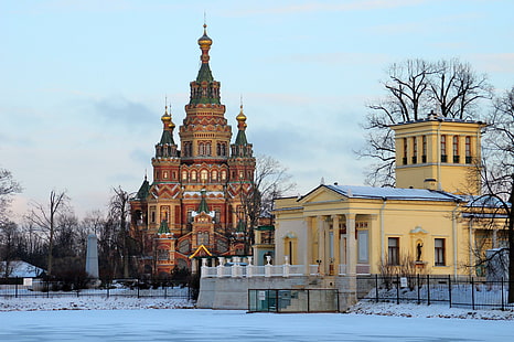 Rusya'nın St. Petersburg Tapınakları Kış Kar Kentleri, rusya st petersburg tapınağı, şehirler, rusya, st.petersburg, tapınaklar, kış, kar, HD masaüstü duvar kağıdı HD wallpaper