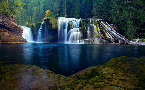 Krajobraz przyrodniczy, rzeka, wodospad, las, przyroda, krajobrazy, rzeka, wodospad, las, Tapety HD HD wallpaper