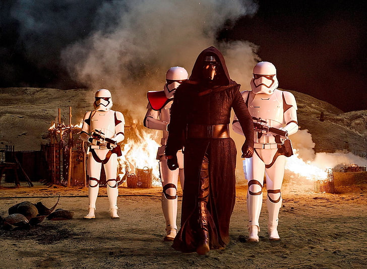 Star Wars: The Force Awakens, Kylo Ren, Storm Troopers, Fondo de pantalla HD