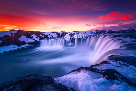 Islandia, przyroda, krajobraz, wodospad, Tapety HD HD wallpaper