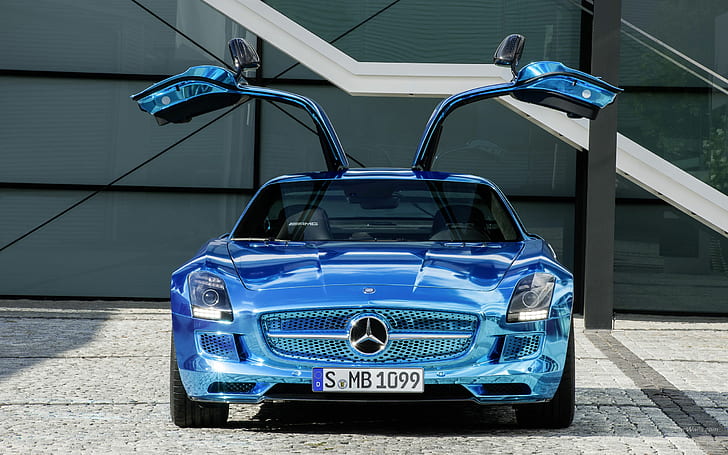 Mercedes SLS Gullwing AMG HD, blue mercedes-benz convertible door, cars, mercedes, amg, sls, gullwing, HD wallpaper