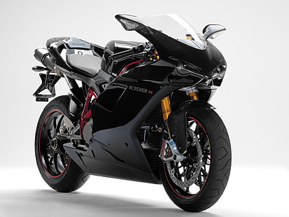 Moto Ducati 1098s, moto esportiva preta, Motocicletas, Ducati, HD papel de parede HD wallpaper
