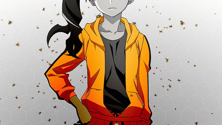 black haired girl illustration, Monogatari Series, Araragi Karen, HD wallpaper