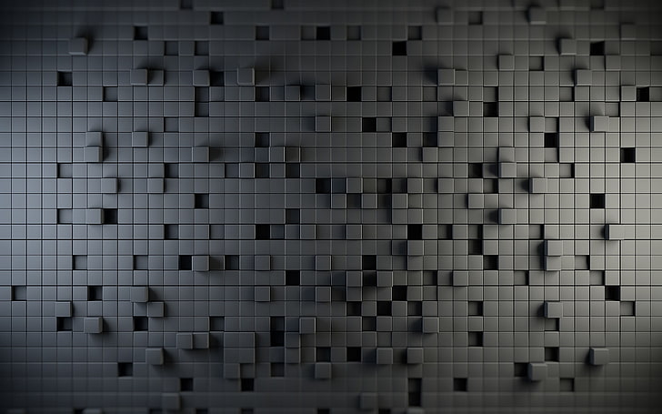 bloc de pavés gris, gris, cube, art numérique, abstrait, 3D, géométrie, texture, texturé, rendu, Fond d'écran HD