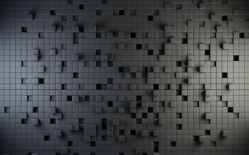 bloc de pavés gris, gris, cube, art numérique, abstrait, 3D, géométrie, texture, texturé, rendu, Fond d'écran HD HD wallpaper