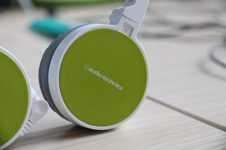 หูฟัง Audio-Technica สีเขียวหูฟังเทคโนโลยี audio-technica, วอลล์เปเปอร์ HD
