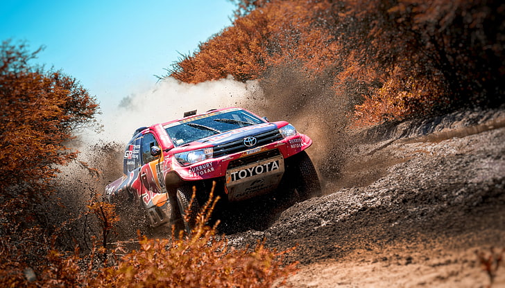 Auto, Sport, Machine, Speed, Race, Dirt, Puddle, Squirt, Toyota, Hilux, Rally, Dakar, SUV, The roads, Toyota Hilux, HD wallpaper