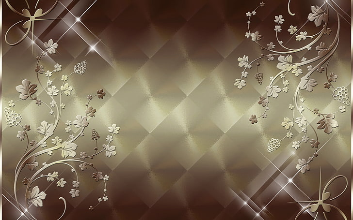 graue Blumentapete, Muster, Metall, Hintergrund, HD-Hintergrundbild