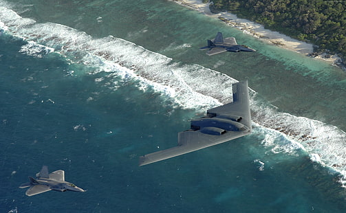 Spirit, B-2, morze, Lockheed, Raptor, myśliwiec, F-22, bombowiec stealth, Tapety HD HD wallpaper