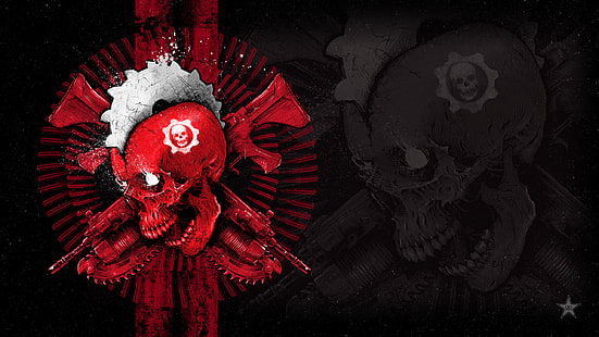обои с логотипом красного и черного черепа, Godmachine, Gears of War 4, HD, HD обои HD wallpaper