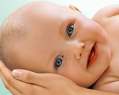 cabello castaño del bebé, niño, cara, ojos, lindo, Fondo de pantalla HD HD wallpaper