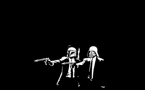 Star wars bubur fiksi, Banksy seni alternatif seni menyenangkan latar belakang hitam 1920x1200 Video Game Star Wars HD seni, Star Wars, Pulp Fiction, Wallpaper HD HD wallpaper