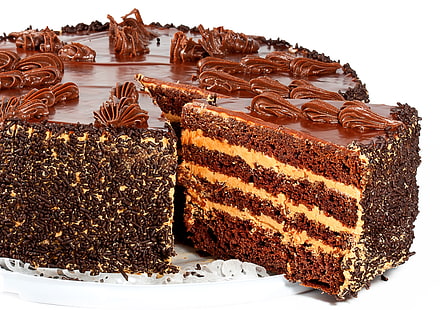 шоколадова торта, торта, сметана, десерт, HD тапет HD wallpaper