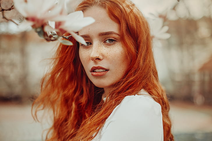look, girl, face, hair, portrait, freckles, red, redhead, freckled, kassio. epia, HD wallpaper