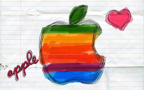 Renkli elma logosu, arka plan, elma logosu, logo elma, HD masaüstü duvar kağıdı HD wallpaper