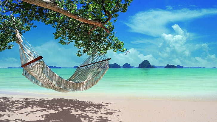 태국 Tubakak 부티크 리조트 크라비 비치 휴식 의자 푸른 물 풍경 벽지 Hd 2560 × 1440, HD 배경 화면
