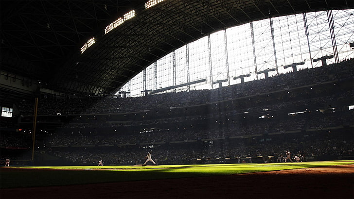 campo de beisebol, Major League Baseball, beisebol, estádio, Milwaukee Brewers, HD papel de parede
