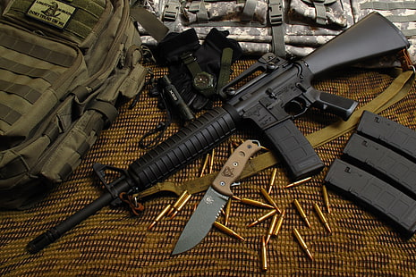 camuflaje, municiones, M4A1, balas, M16A1, Ejército de EE. UU., rifle M16, Fondo de pantalla HD HD wallpaper
