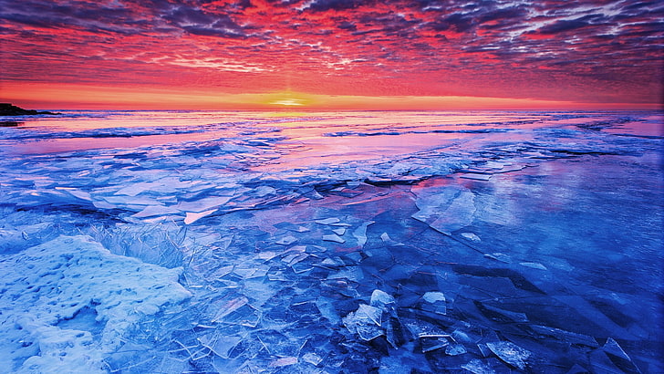 هيئة المياه الرقمية ورق الجدران ، ألاسكا ، الجليد، خلفية HD