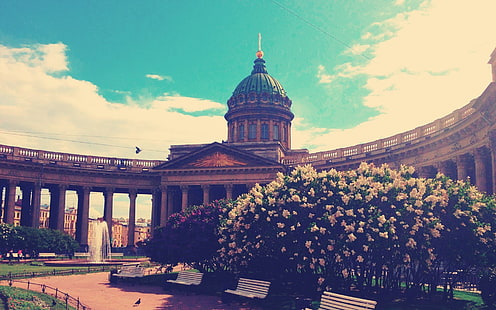 São Petersburgo, arquitetura, Rússia, flores, HD papel de parede HD wallpaper