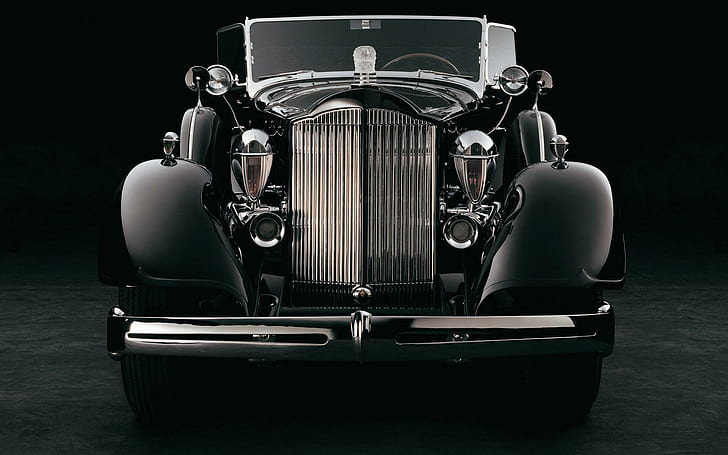 Packard-super-eight-cowl-fayton, güzel, klasik, siyah, araba, HD masaüstü duvar kağıdı