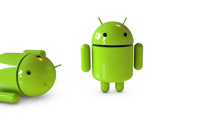 dos logos de android, android, robot, vidrio, Fondo de pantalla HD