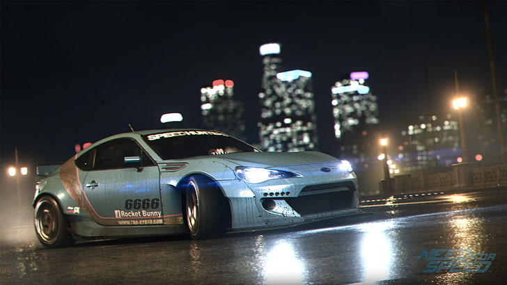 silver sports car, Need for Speed, 2015, video games, car, Rocket Bunny, HD wallpaper