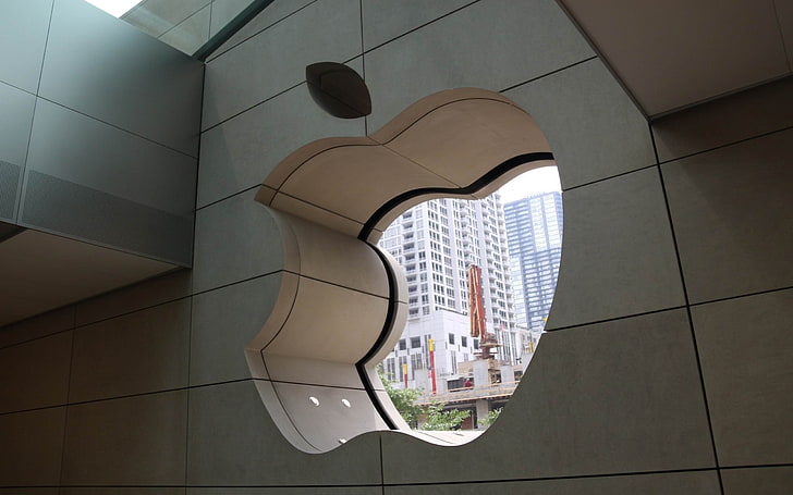 apple logo box style-Brand advertising HD Wallpape.., Apple logo window, HD wallpaper