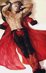 Devil May Cry, Dante, anime, muscles, anime boys, HD wallpaper HD wallpaper