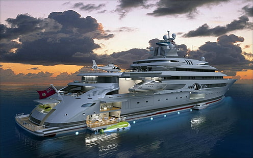bateau de croisière blanc, concept, yachts, mer, style, moderne, Fond d'écran HD HD wallpaper