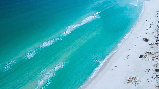 въздушна фотография, вятърна вълна, САЩ, Флорида, океан, крайбрежие, бряг, тюркоаз, плаж, лято, аква, вълна, вода, пясъчна, зелена вода, море, изглед, HD тапет HD wallpaper