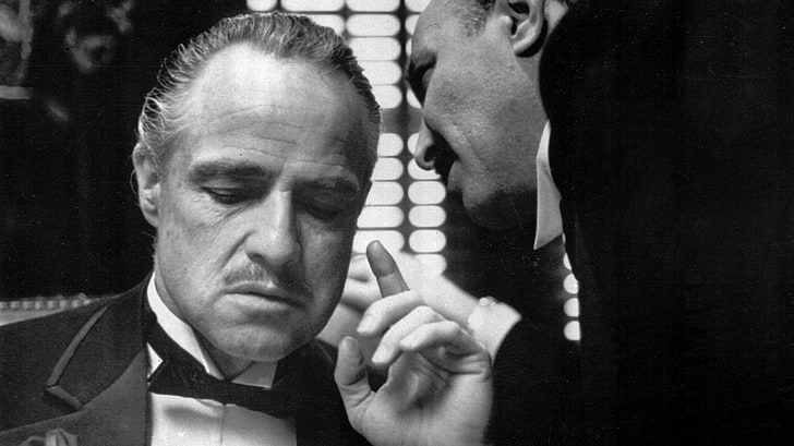 Advice, Film Stills, Marlon Brando, monochrome, movies, The Godfather, HD wallpaper