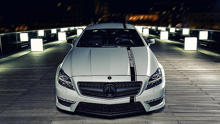 white Mercedes-Benz car, Mercedes-Benz, car, white cars, vehicle, HD wallpaper