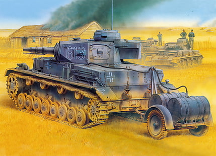 ilustração de tanque de batalha cinza, figura, tanque, os alemães, a segunda guerra mundial, a Wehrmacht, média, tanques de mergulho, Panzer 4, HD papel de parede HD wallpaper