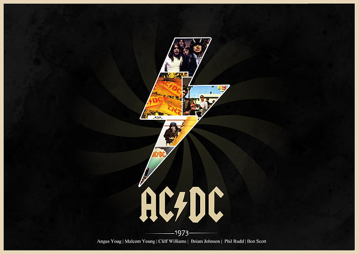 Logo AC / DC, Rock, classic, AC / DC, 1973, sampul album, Wallpaper HD