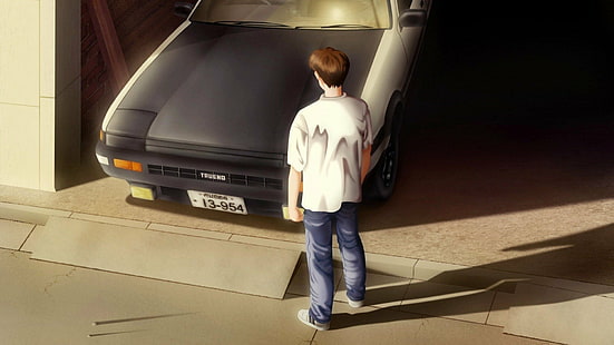 الرسوم المتحركة ، المرحلة النهائية الأولية D ، Takumi Fujiwara ، Toyota AE86 ، Toyota Trueno، خلفية HD HD wallpaper