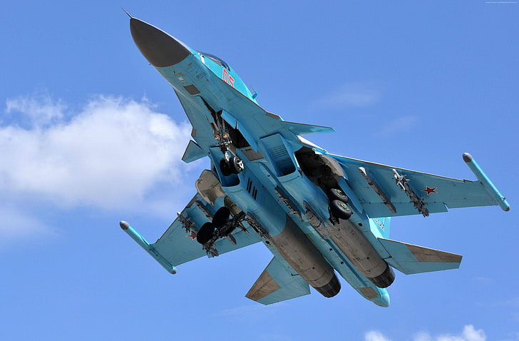 Rusia, angkatan udara, Sukhoi Su-34, tentara Rusia, pesawat tempur, Wallpaper HD