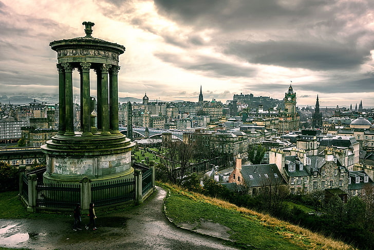 city, cityscape, Edinburgh, architecture, column, Scotland, UK, HD wallpaper