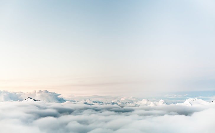 Wolkenmeer, weiße Wolken, Aero, Weiß, Oben, Ansicht, Berg, Hoch, Erstaunlich, Wolken, Höhepunkt, Wolkengebilde, Gipfel, Panorama, Atemberaubend, HD-Hintergrundbild