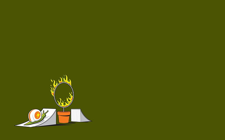 snail going trough ring of fire illustration, minimalism, HD wallpaper